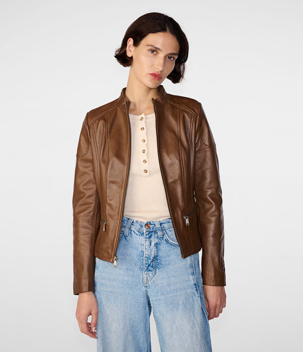 Caitlin Scuba Leather Jacket