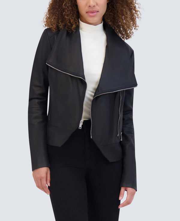 Hattie Asymmetrical Leather Jacket