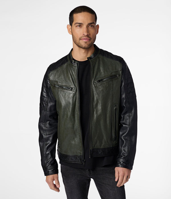 Drake Color Block Leather Jacket