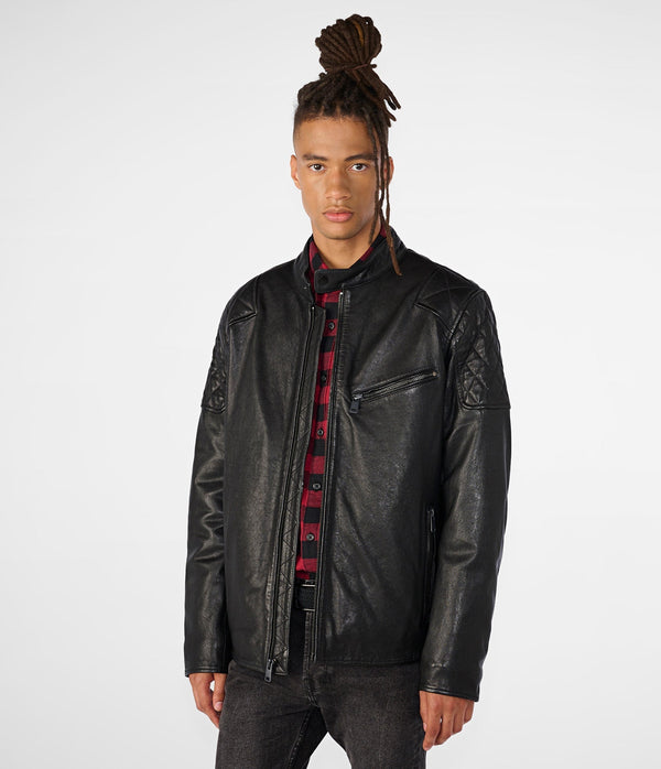 Weston Leather Jacket With Quilt Shoulder