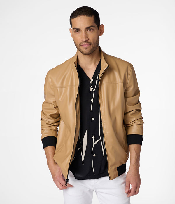 Faux Leather Bomber